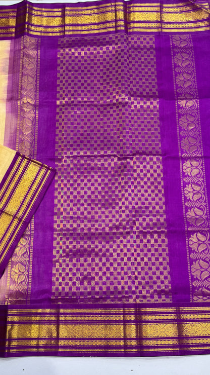 Pure Silk Cotton Saree with Korvai Borders