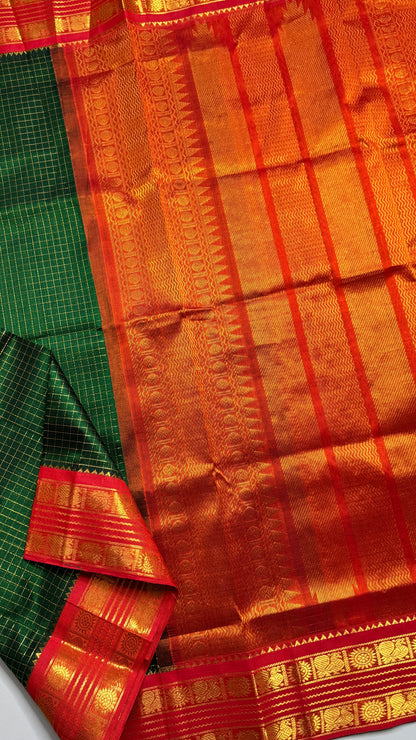 Zari Checks Pure Silk Cotton Saree with Korvai Border