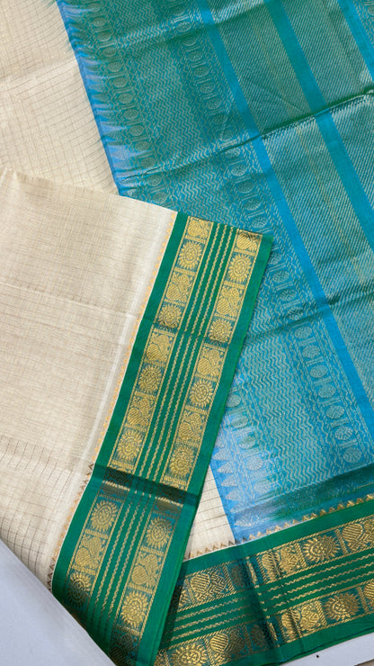 Pure Silk Cotton Saree with Korvai Borders