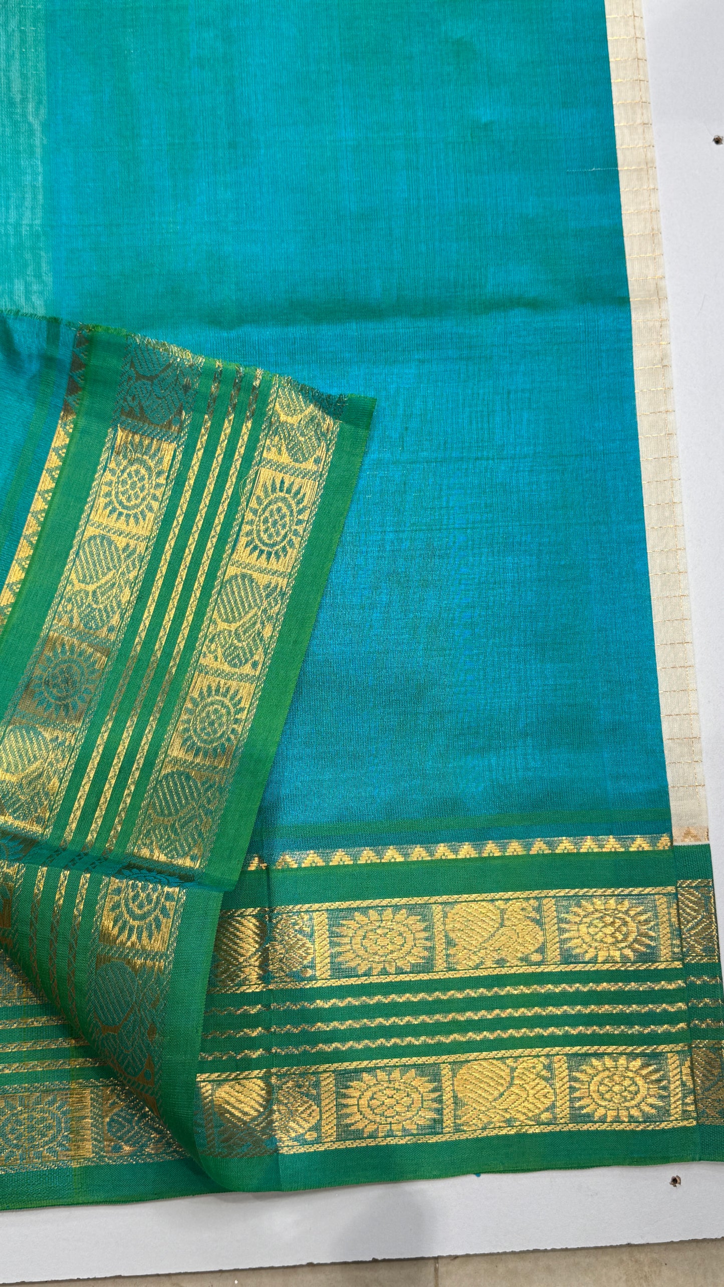 Pure Silk Cotton Saree with Korvai Borders