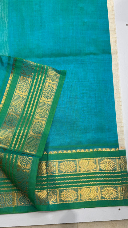 Pure Silk Cotton Saree with Korvai Borders