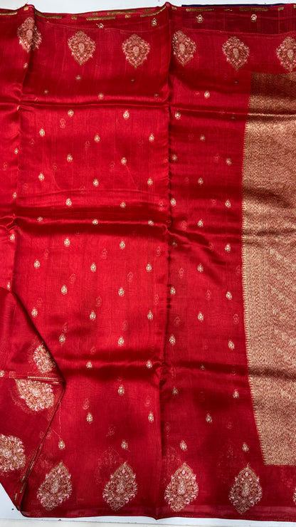 Tussar Georgette Saree with Motifs Embellished Border