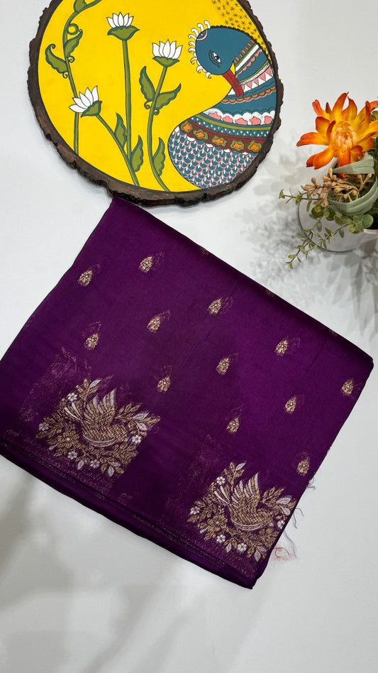 Tussar Georgette Saree with Motifs Embellished Border
