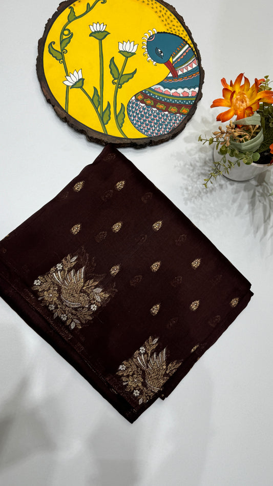 Tussar Georgette Saree with Motifs Embellished Border