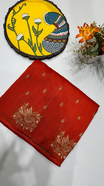 Tussar Georgette Saree with Motifs Embellished Border