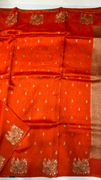 Tussar Georgette Saree with Motifs Embellished Border