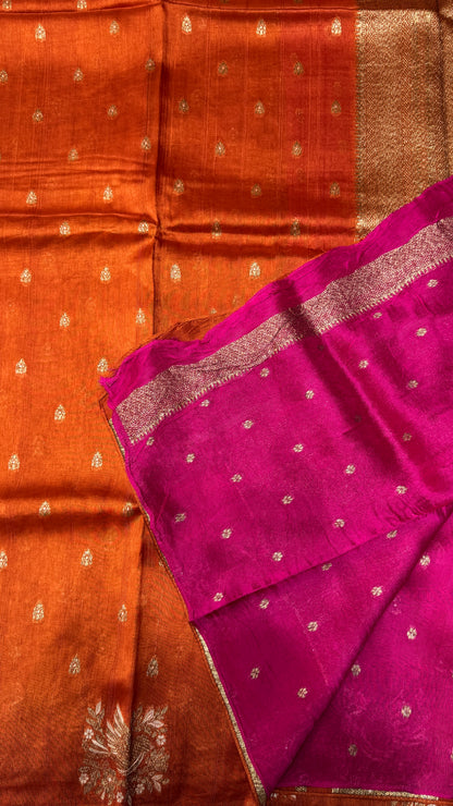 Tussar Georgette Saree with Motifs Embellished Border