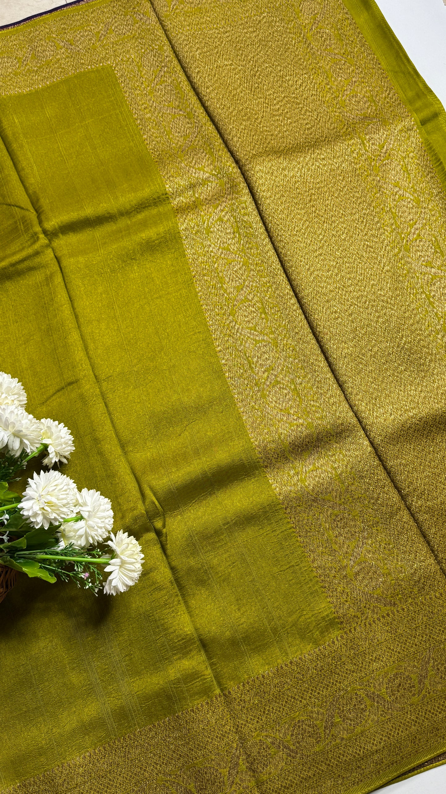 Semi Raw Silk Saree with Antique Zari Borders