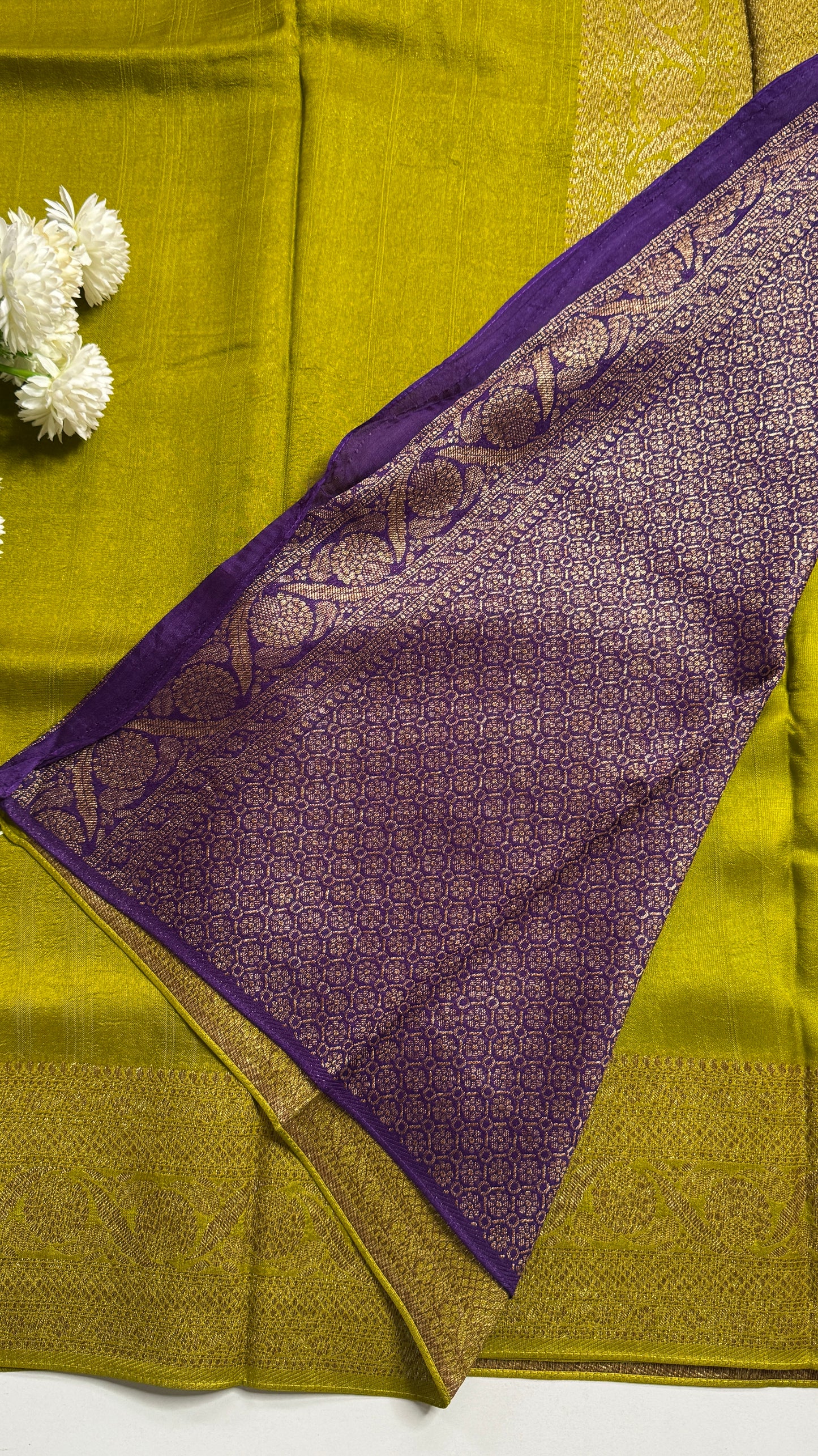 Semi Raw Silk Saree with Antique Zari Borders