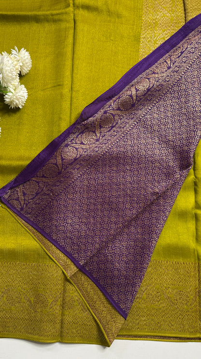 Semi Raw Silk Saree with Antique Zari Borders