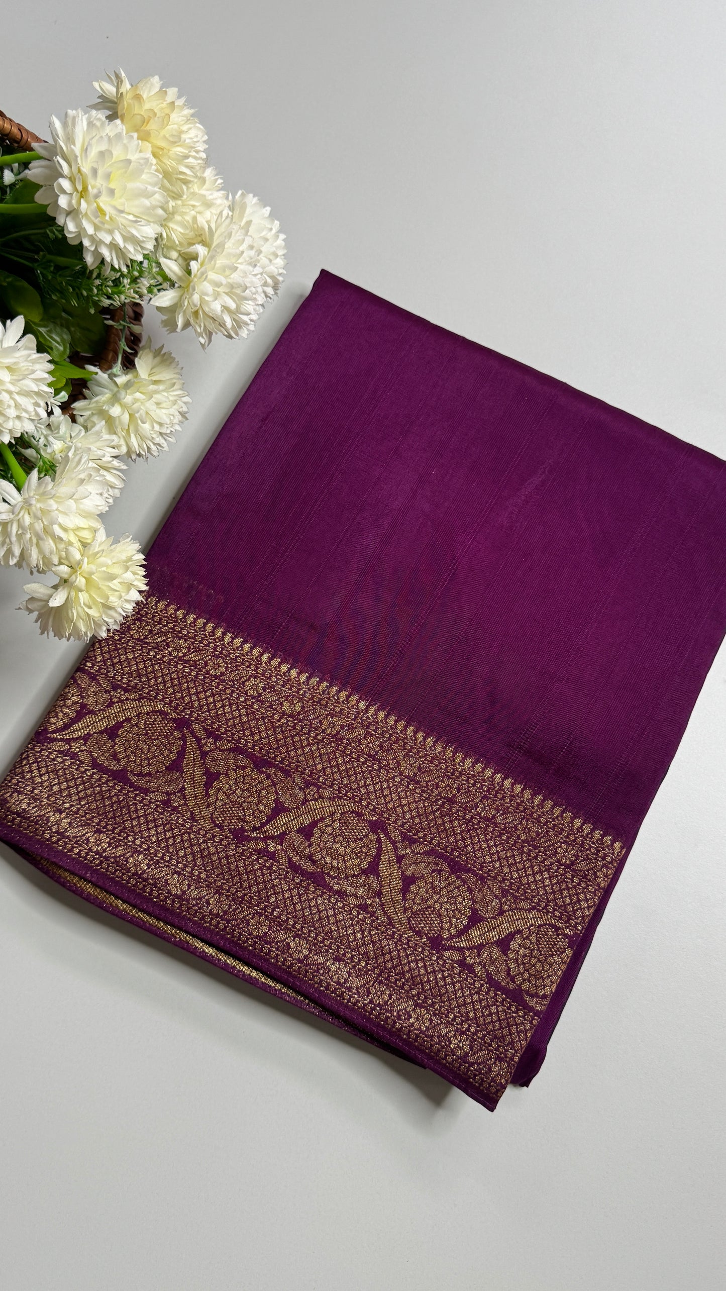 Semi Raw Silk Saree with Antique Zari Borders