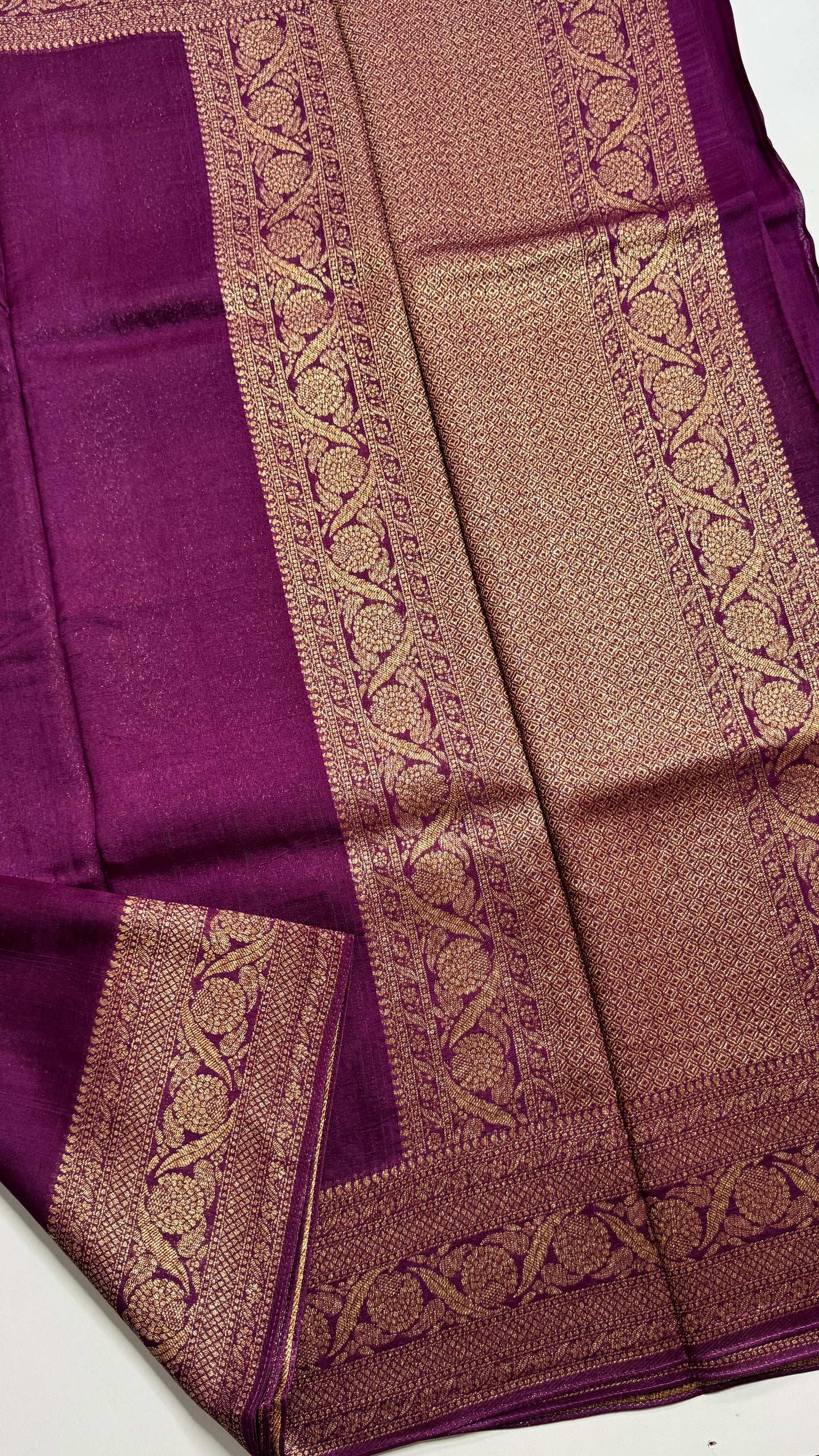 Semi Raw Silk Saree with Antique Zari Borders