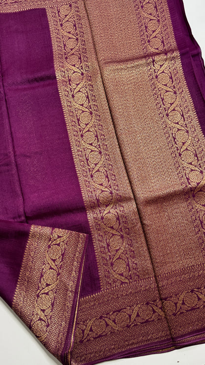 Semi Raw Silk Saree with Antique Zari Borders