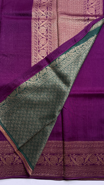 Semi Raw Silk Saree with Antique Zari Borders