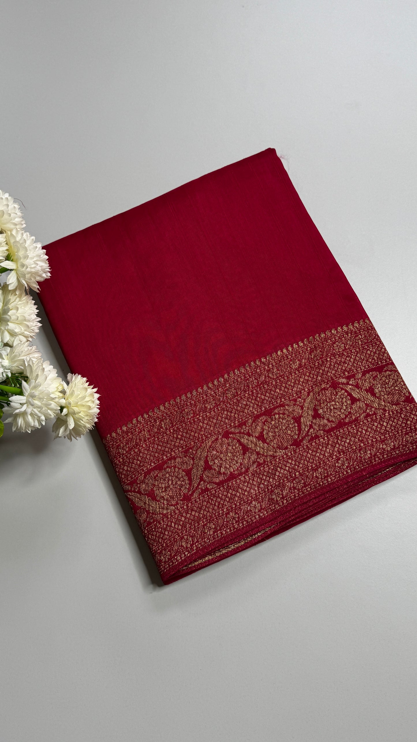 Semi Raw Silk Saree with Antique Zari Borders
