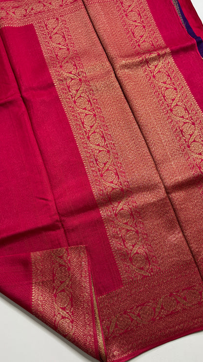 Semi Raw Silk Saree with Antique Zari Borders