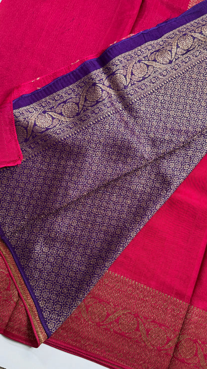 Semi Raw Silk Saree with Antique Zari Borders