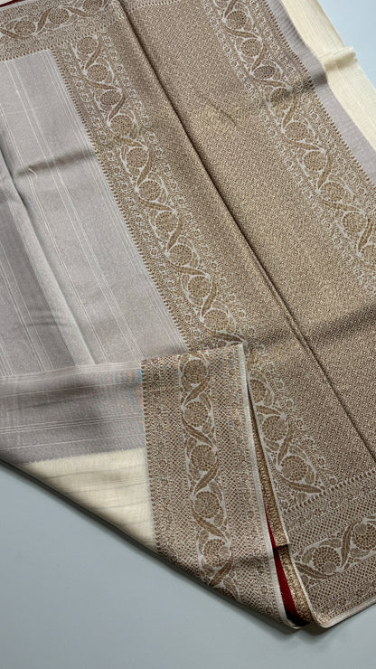 Semi Raw Silk Saree with Antique Zari Borders