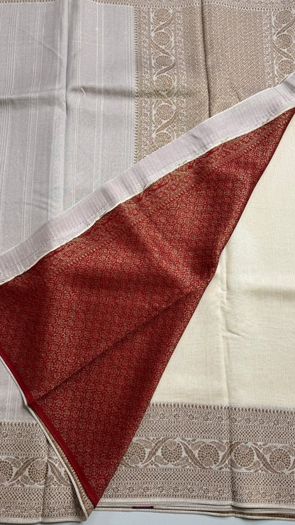 Semi Raw Silk Saree with Antique Zari Borders