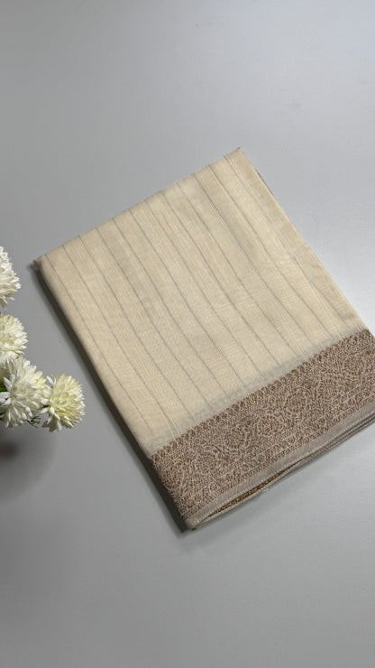 Semi Raw Silk Saree with Antique Zari Borders