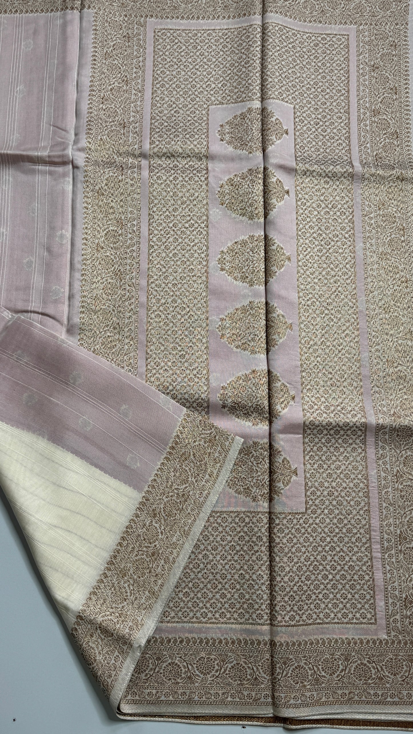 Semi Raw Silk Saree with Antique Zari Borders