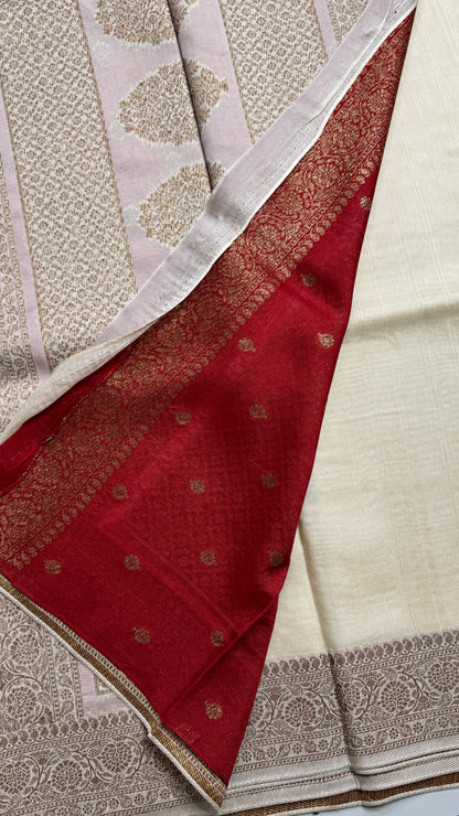 Semi Raw Silk Saree with Antique Zari Borders