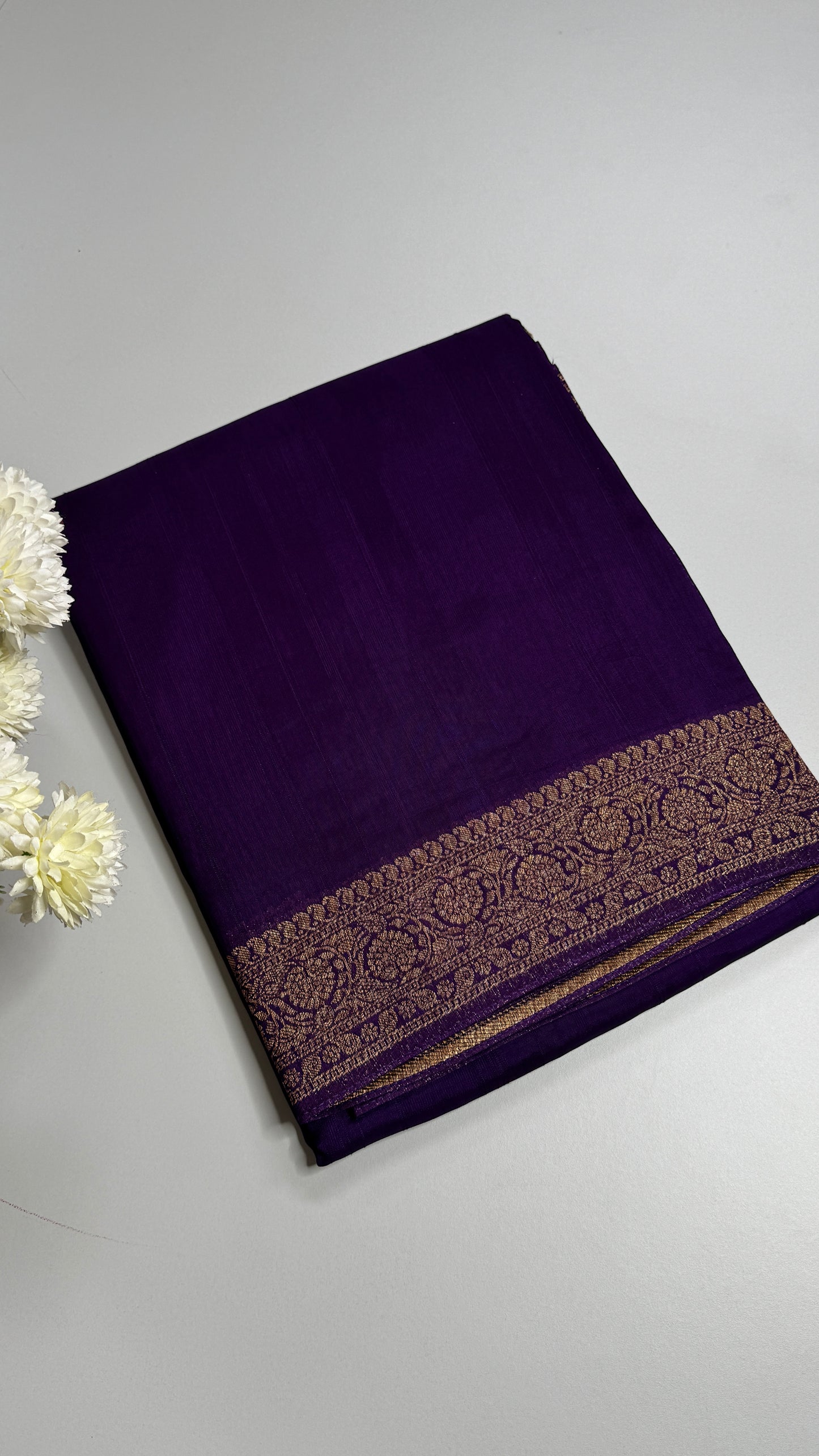 Semi Raw Silk Saree with Antique Zari Borders