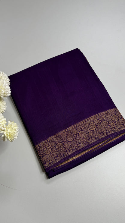Semi Raw Silk Saree with Antique Zari Borders