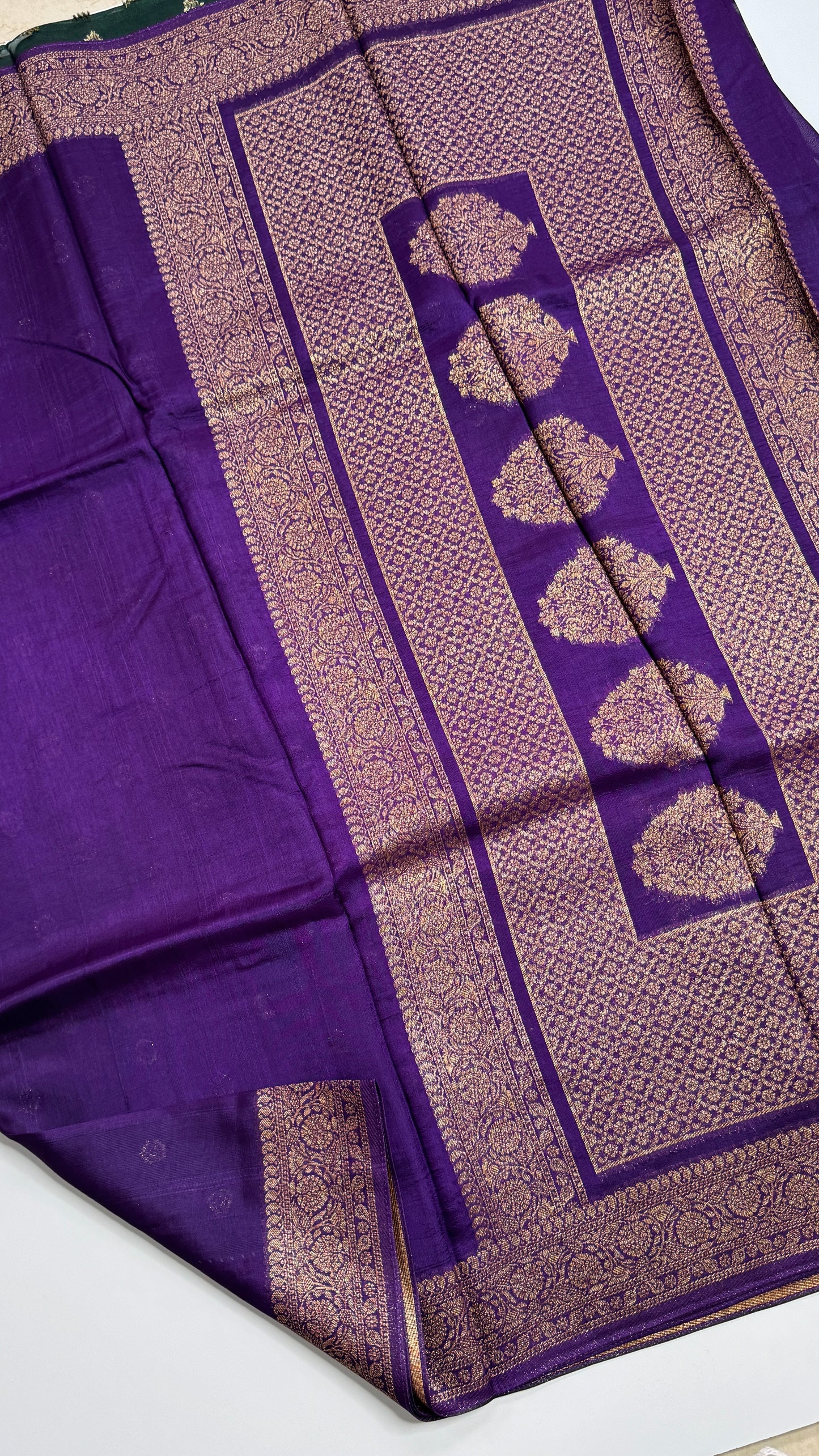 Semi Raw Silk Saree with Antique Zari Borders