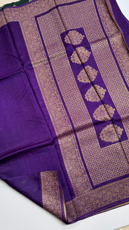 Semi Raw Silk Saree with Antique Zari Borders