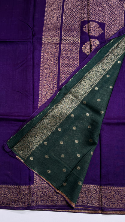 Semi Raw Silk Saree with Antique Zari Borders
