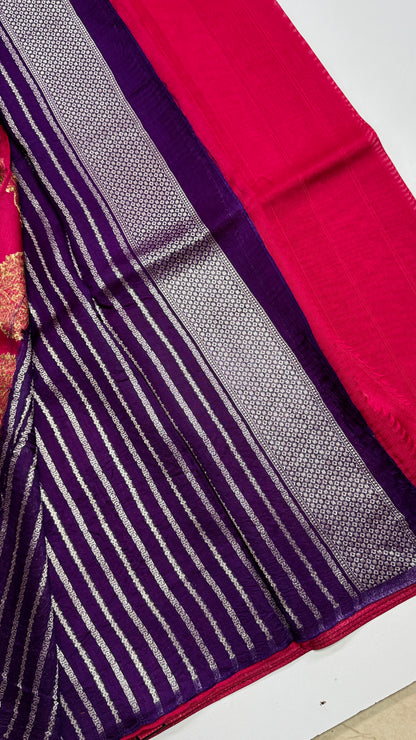 Semi Raw Silk Saree with Antique Zari Borders