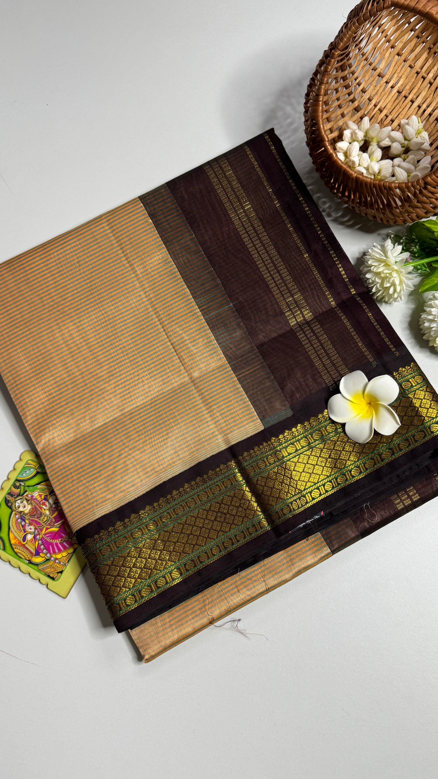 Pure Silk Cotton Saree with Korvai Border