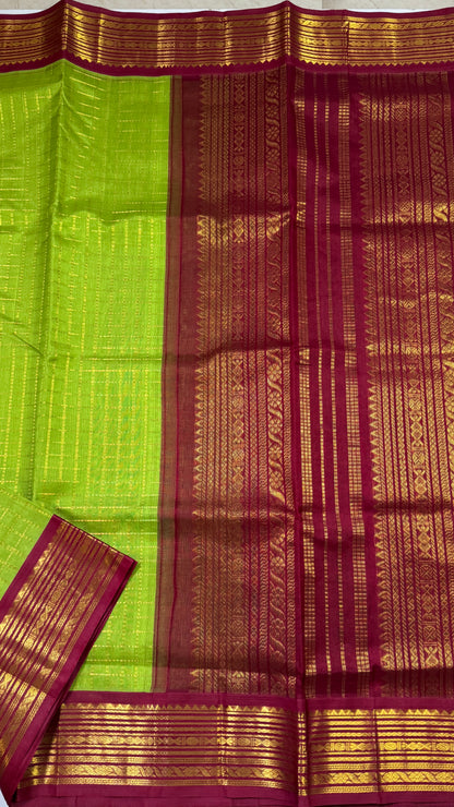 Zari Checks Pure Silk Cotton Saree with Korvai Border