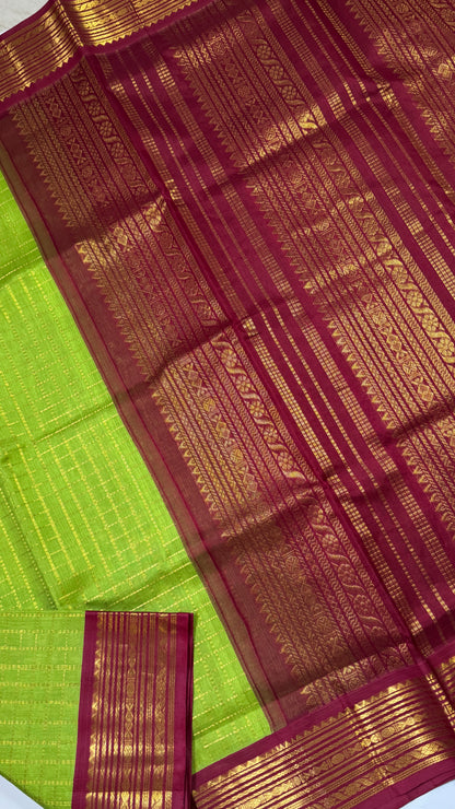 Zari Checks Pure Silk Cotton Saree with Korvai Border
