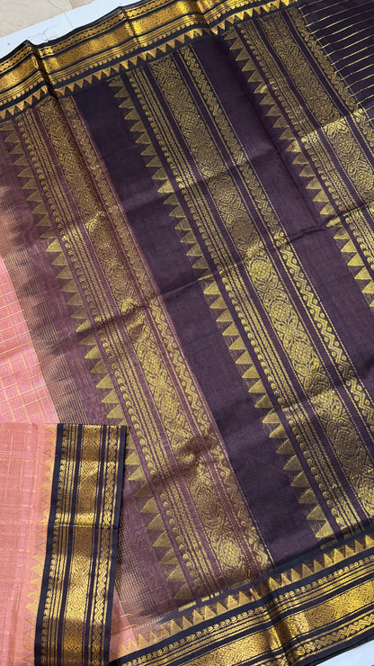 Zari Checks Pure Silk Cotton Saree with Korvai Border