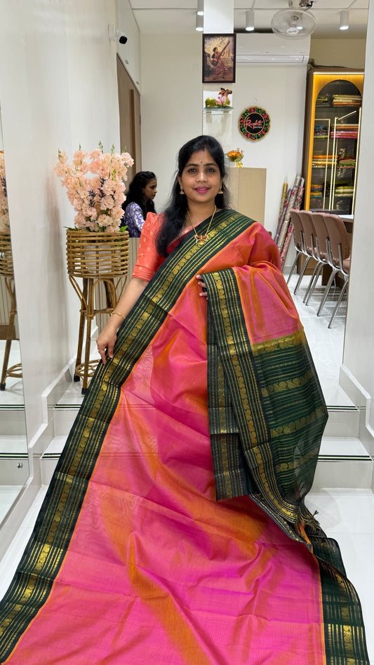 Vairoosi Pure Silk Cotton Saree with Korvai Border