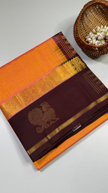 Zari Checks Pure Silk Cotton Saree with Korvai Border