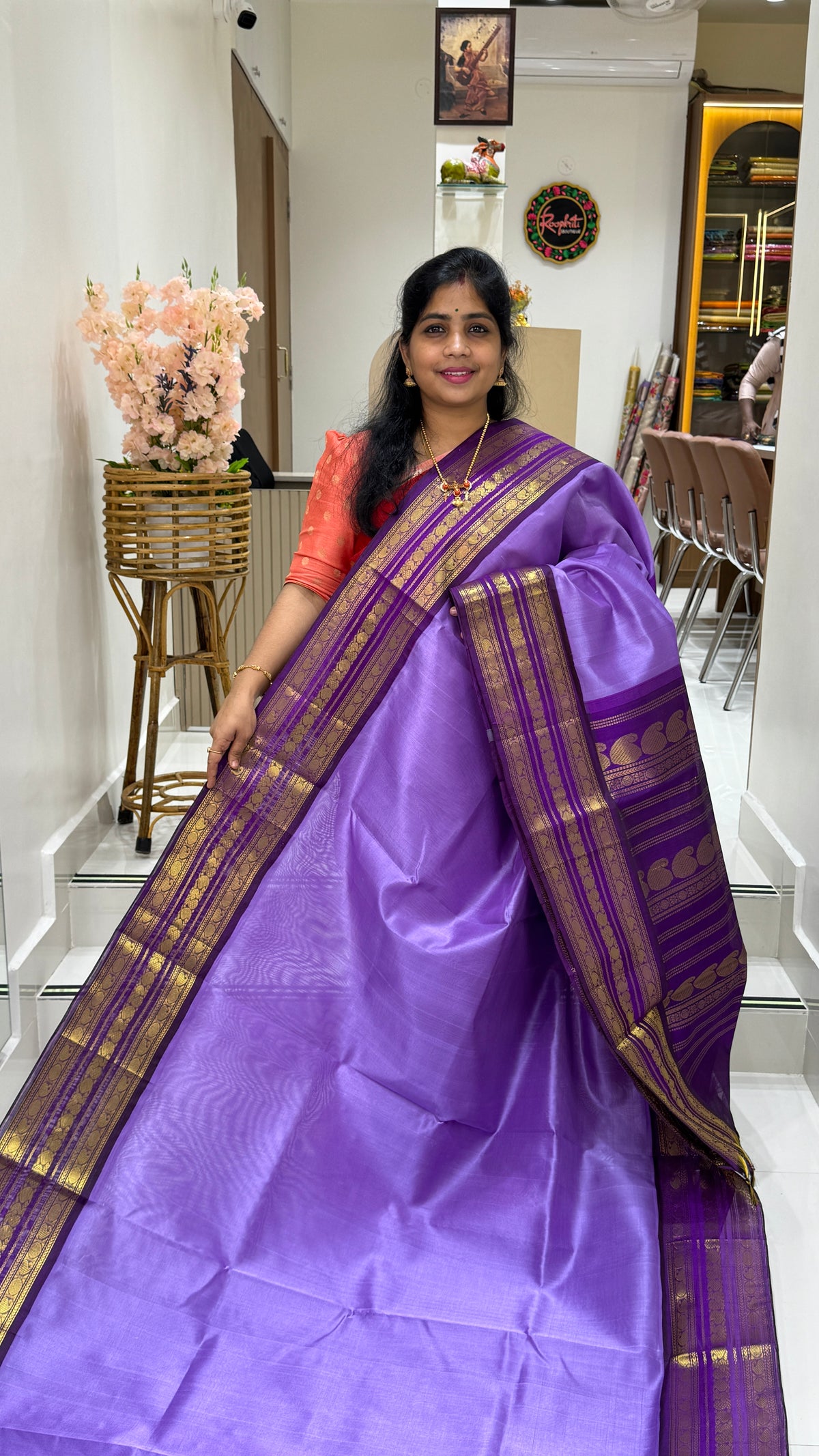 Plain Pure Silk Cotton Saree with Korvai Border