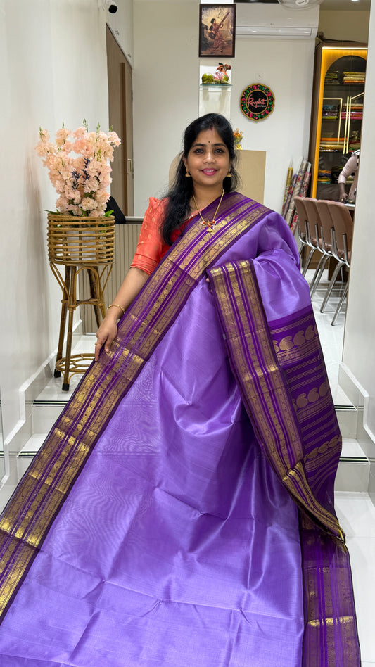 Plain Pure Silk Cotton Saree with Korvai Border