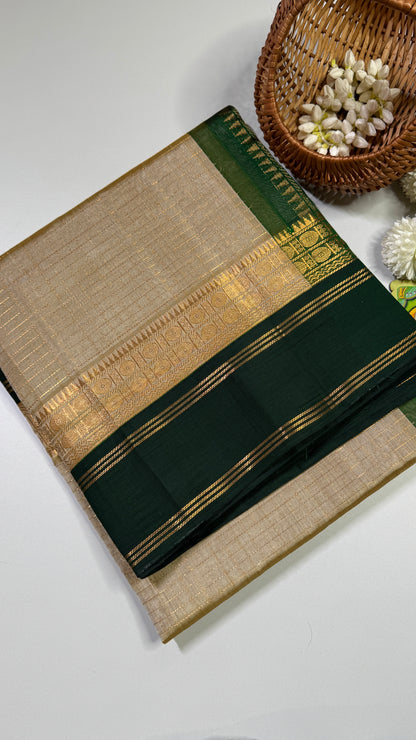 Zari Checks Pure Silk Cotton Saree with Korvai Border