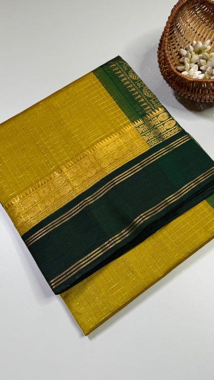 Zari Checks Pure Silk Cotton Saree with Korvai Border