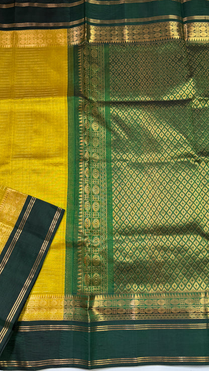 Zari Checks Pure Silk Cotton Saree with Korvai Border