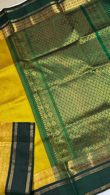 Zari Checks Pure Silk Cotton Saree with Korvai Border