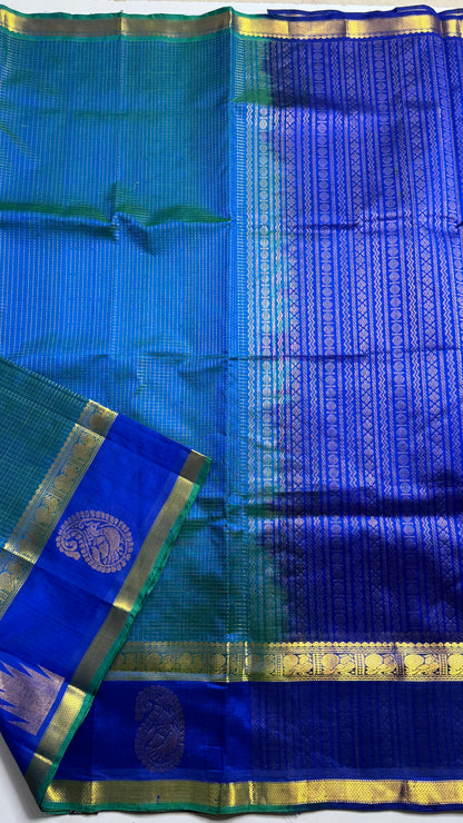 Zari Checks Pure Silk Cotton Saree with Korvai Border