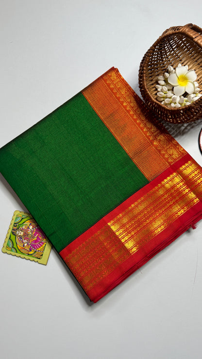 Vairoosi Pure Silk Cotton Saree with Korvai Borders