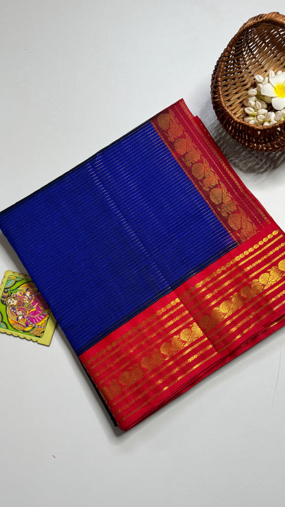 Vairoosi Pure Silk Cotton Saree with Korvai Borders