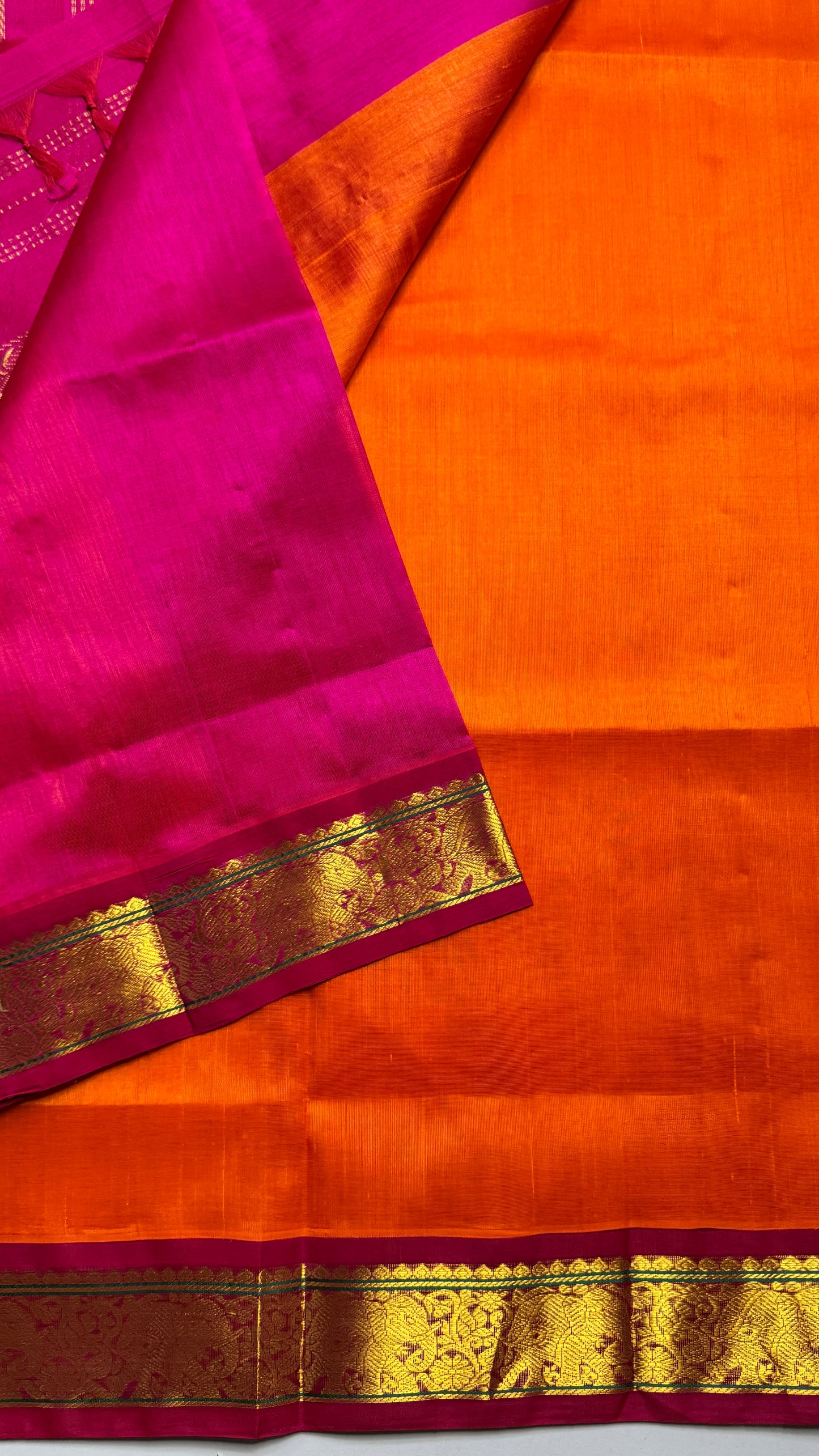 Plain Pure Silk Cotton Saree with Korvai Border