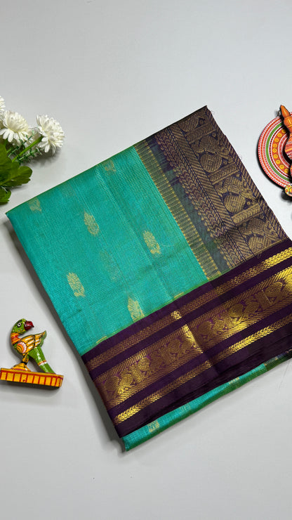 Vairoosi Pure Silk Cotton Saree with Korvai Borders