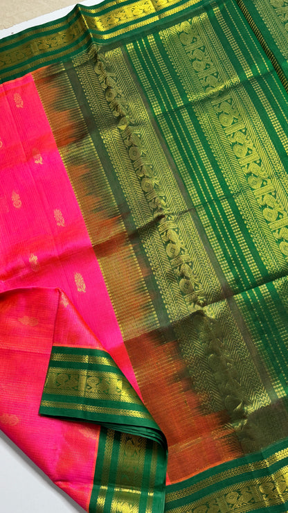 Vairoosi Pure Silk Cotton Saree with Korvai Borders